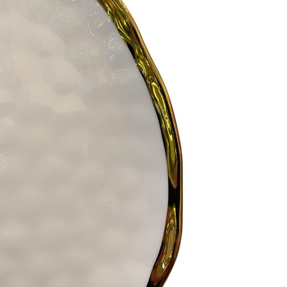 Yedi Bone China Dinner Plates 10" Set of 4 White & Gold Textured Finish New - Picture 10 of 14